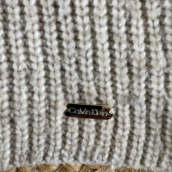 Calvin Klein Cream Cable Knit Turtleneck Sweater S Chunky Cozy Rory Gilmore Y2K - Picture 8 of 11